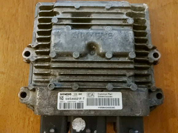 TESTED WORKING PEUGEOT CITROEN ENGINE ECU 5WS40021F-T HW9643455080 SW9647202380