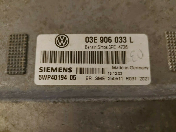 TESTED WORKING VW POLO 1.2 ENGINE ECU CONTROL UNIT 03E906033L 5WP40194 SIMOS 3PE