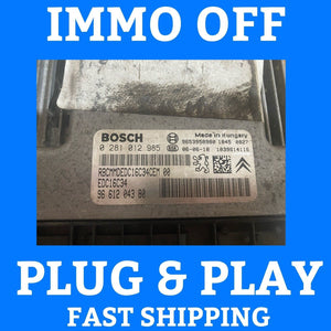 PLUG &PLAY PEUGEOT / CITROEN ENGINE ECU 0281012985 9661204380 IMMO OFF UNLOCKED