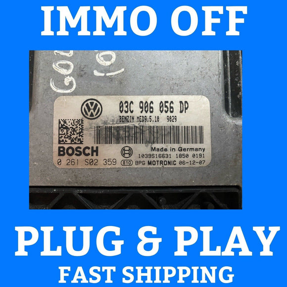 PLUG & PLAY VW GOLF MK5 ENGINE ECU 0261S02359 03C906056DP IMMO OFF UNLOCKED